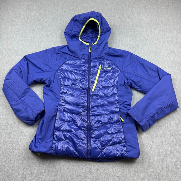L.L Bean Jacket Womens Small Purple Puffer Downtek Down Hooded Full Zip Coat - Picture 1 of 15
